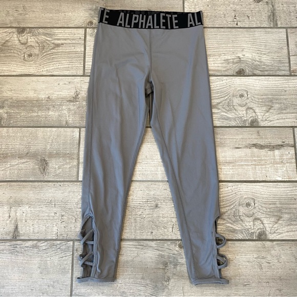 SOLD | Alphalete Gray and Black Cross Set Leggings - Picture 4 of 12